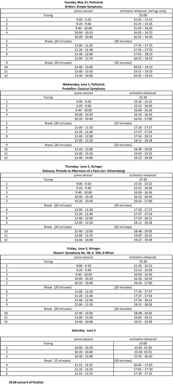 Masterclass 2011 Schedule