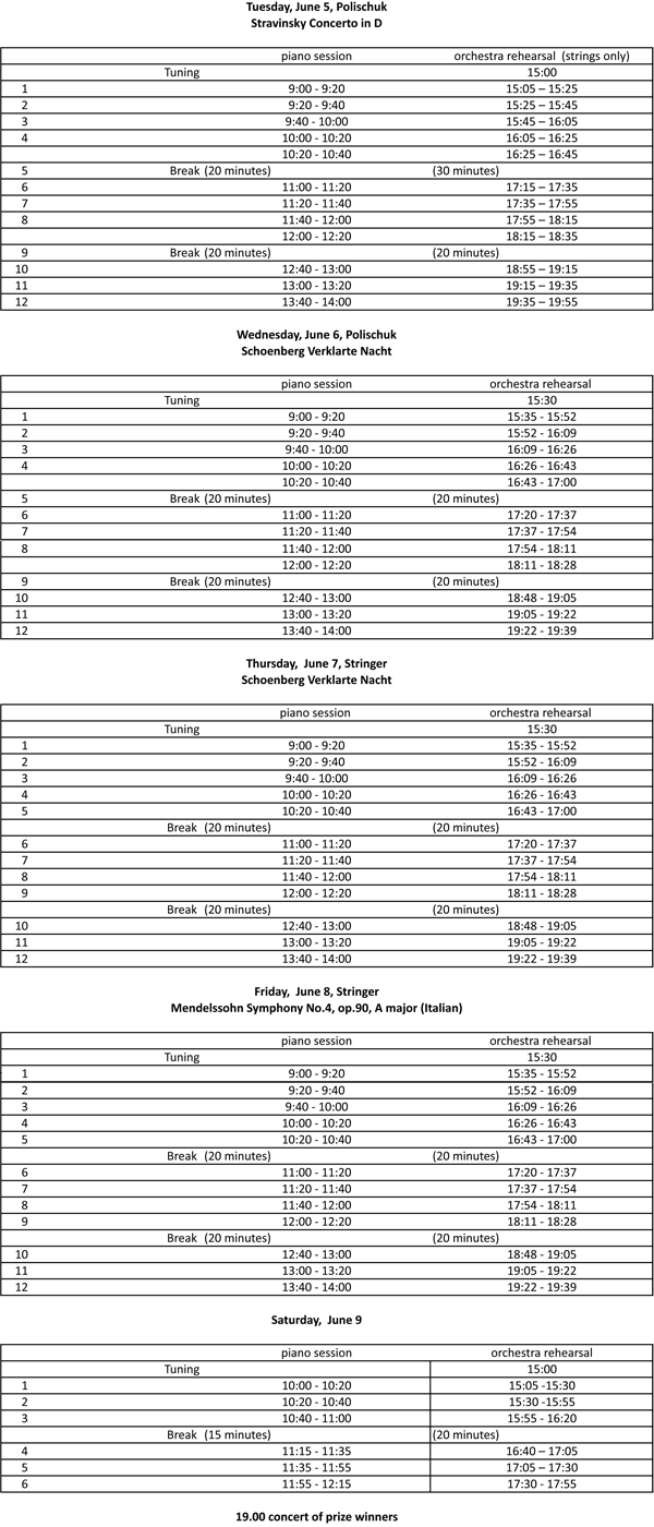 Masterclass 2012 Schedule